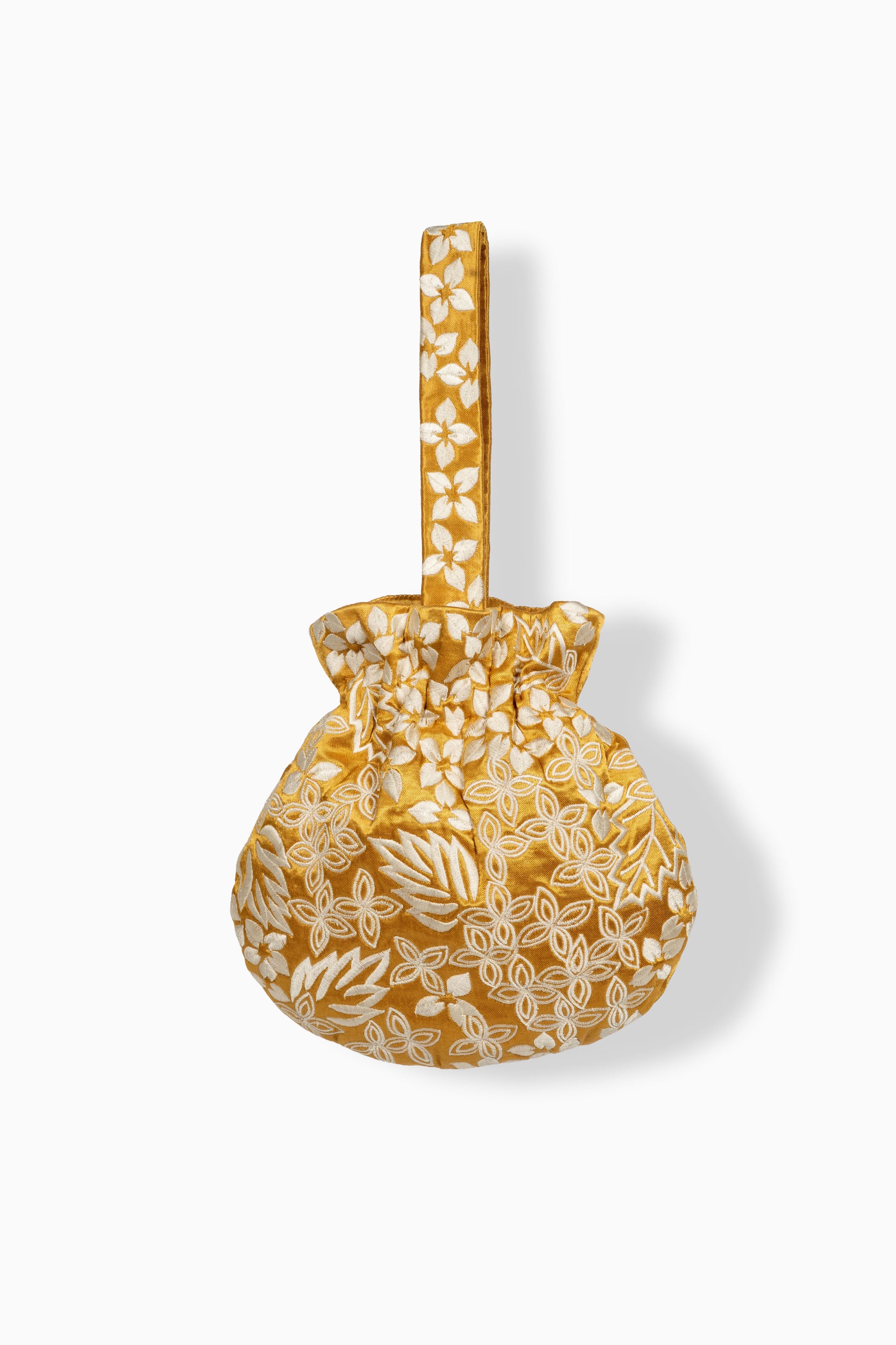 Saffron Damask Stitch Round Handbag