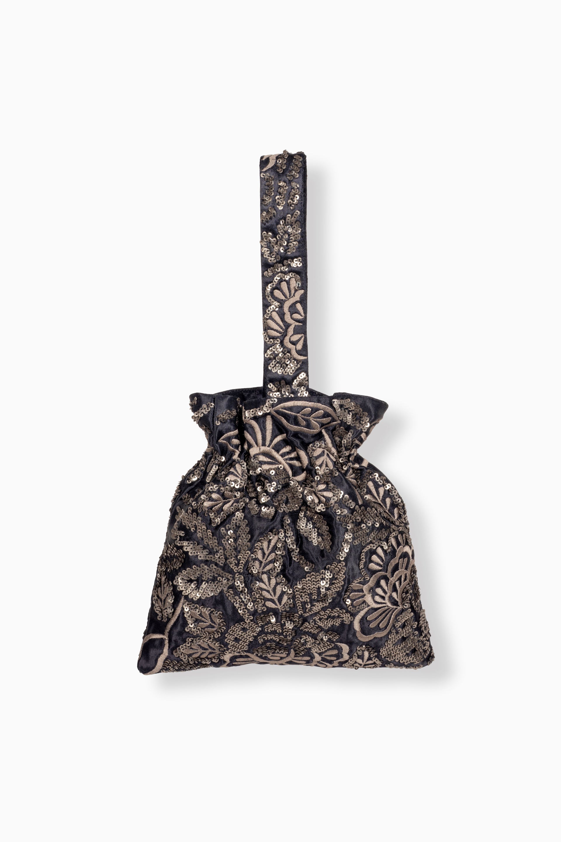 Indigo Hand Sequined Flat Stitch Handbag