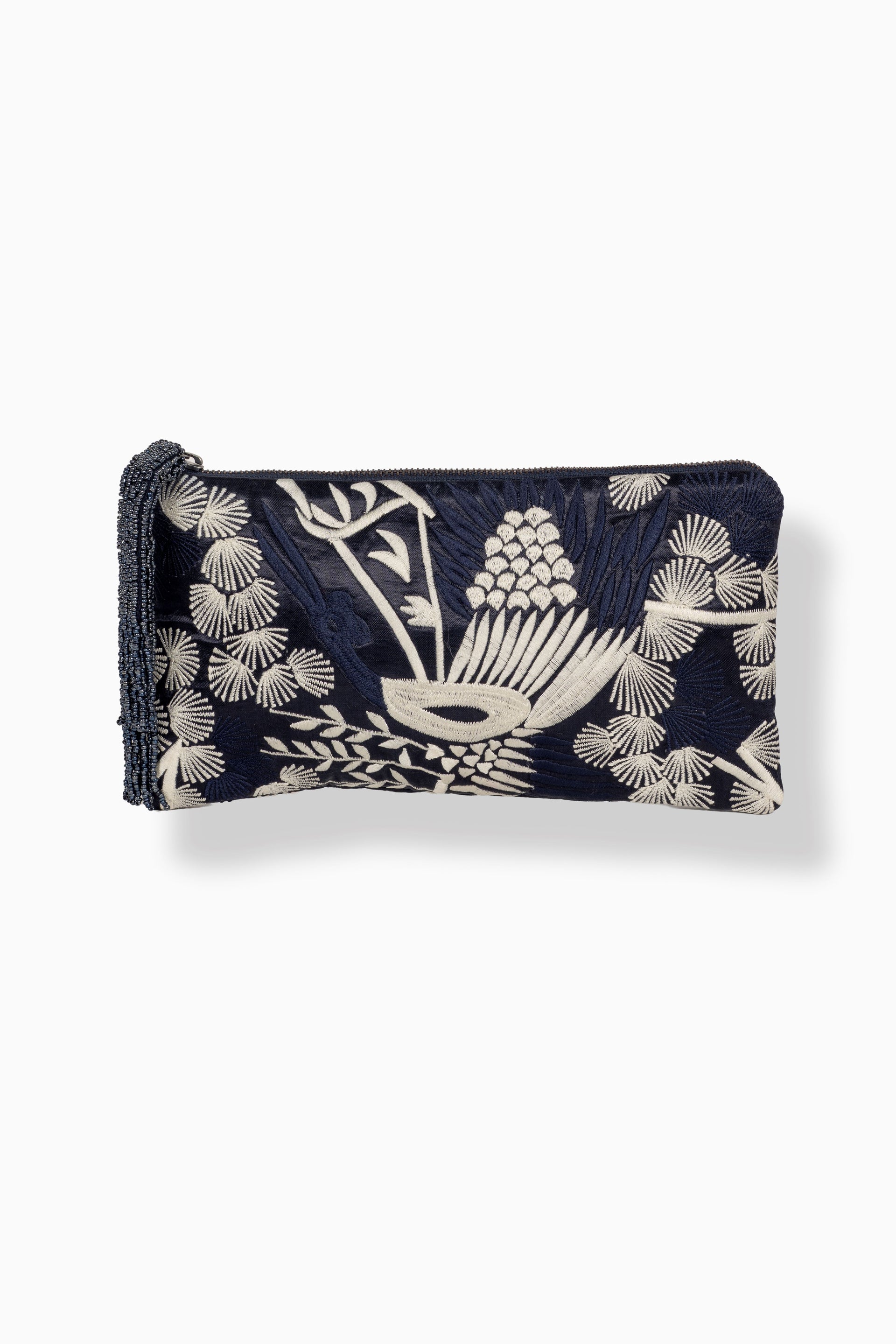Indigo Bird Motif Clutch