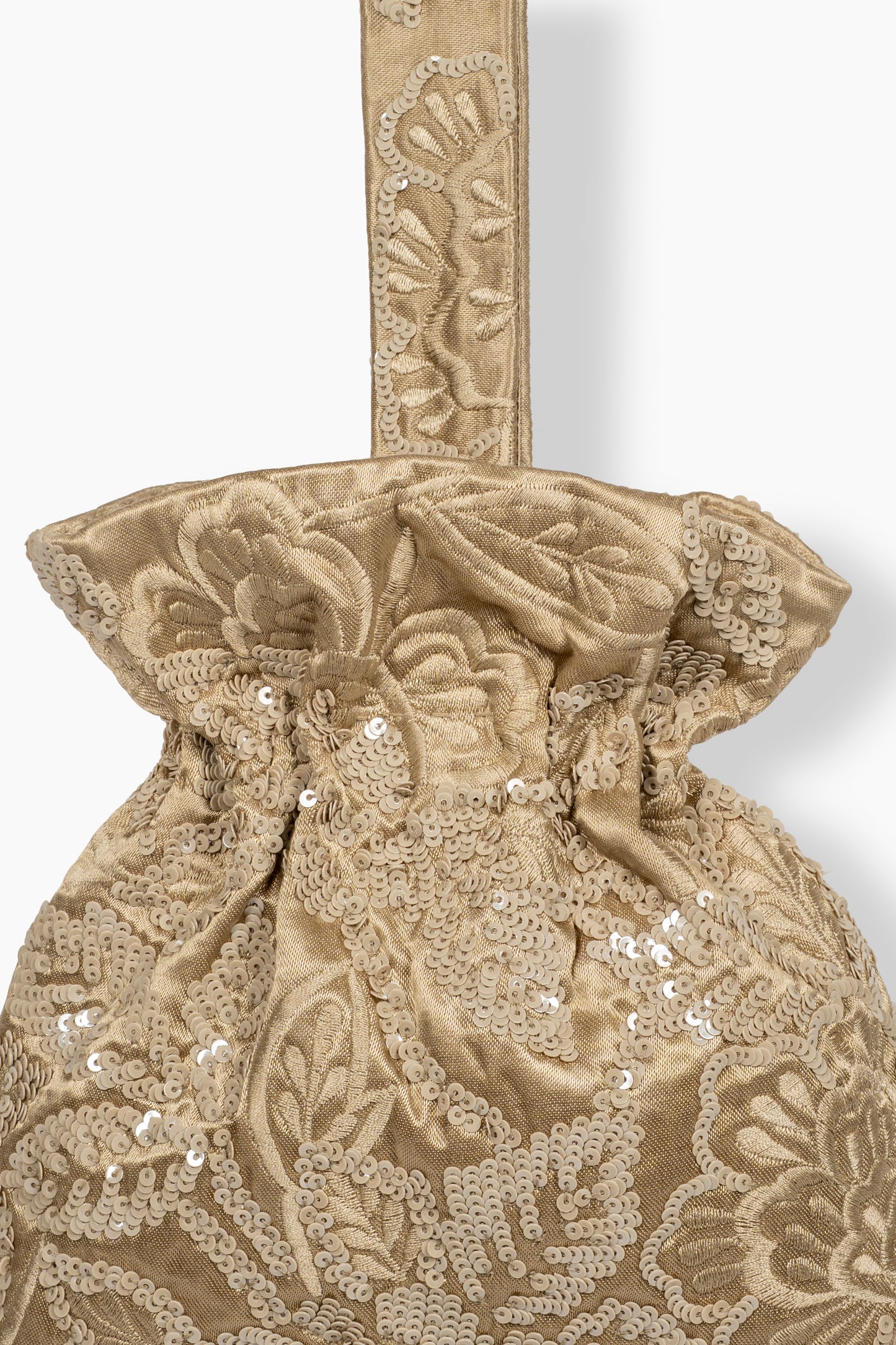 Natural Hand Sequined Flat Stitch Handbag