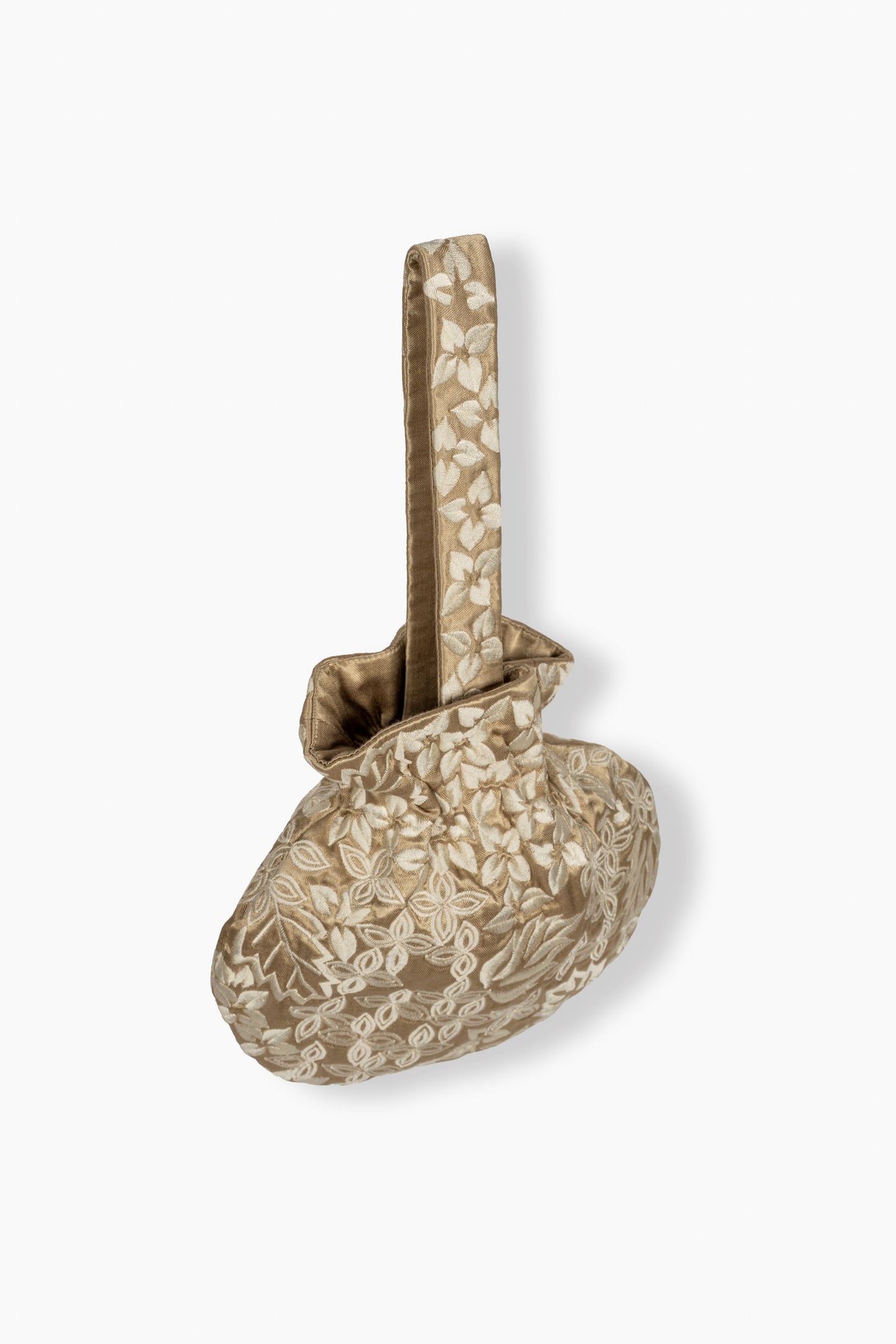 Natural Damask Stitch Round Handbag