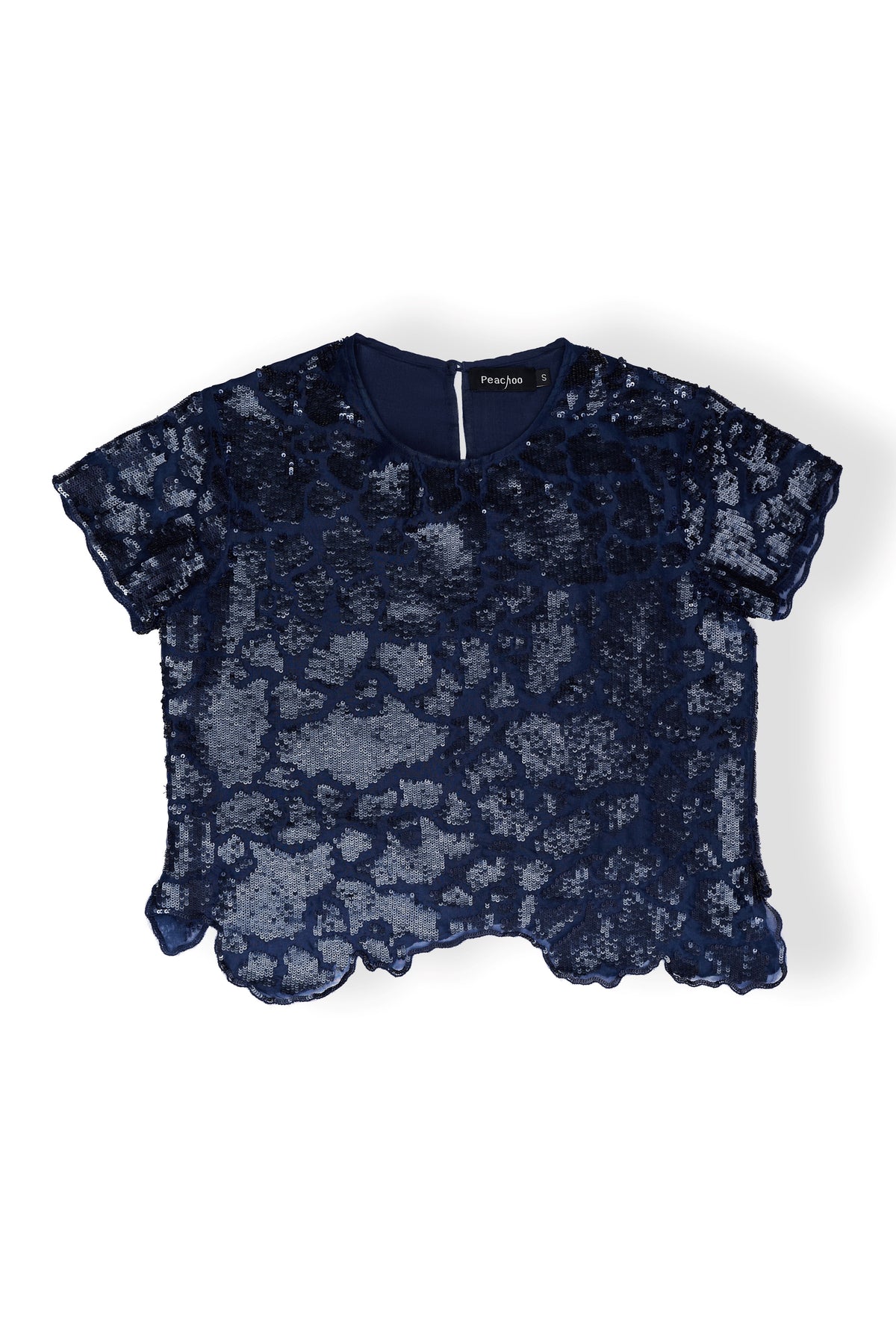 Navy Hand Sequined Blouse